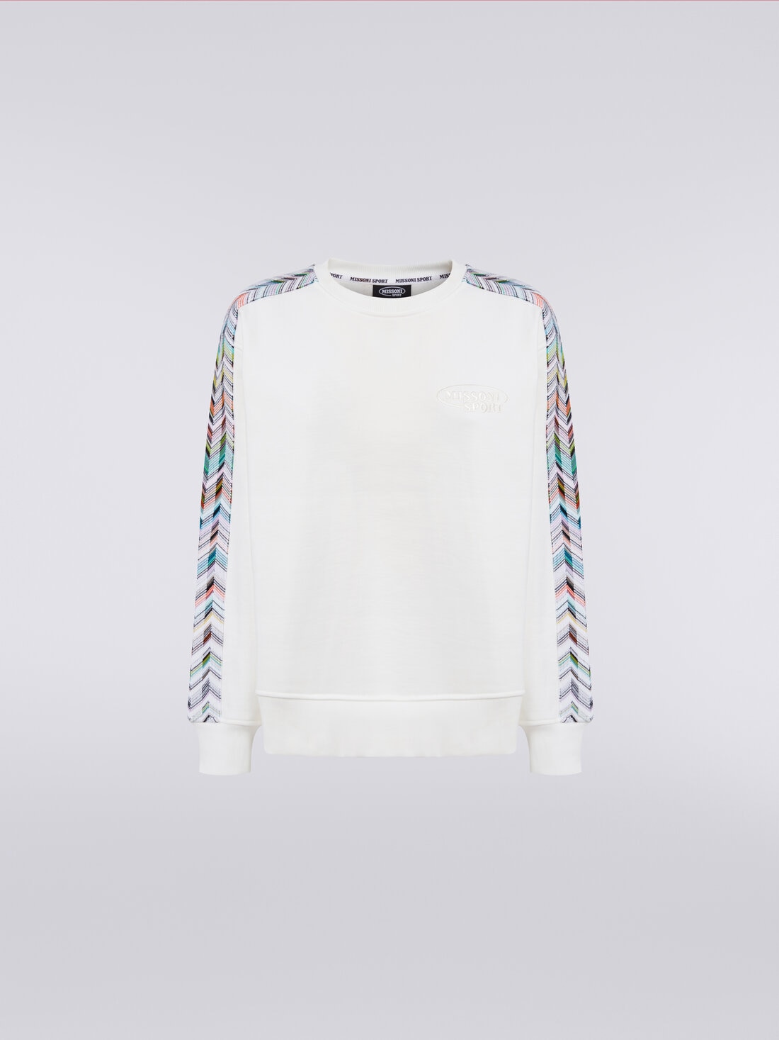Crew-neck sweatshirt with logo and knitted details, Multicoloured  - SS24SW06BJ00JVS01BK - 0