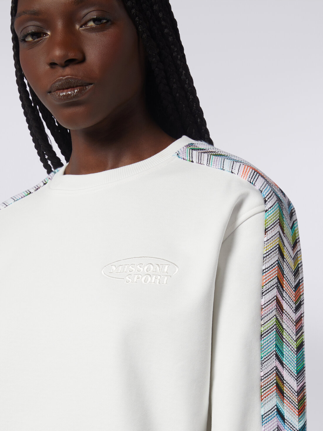 Sweat à col rond avec logo et finitions en mailles Multicolore