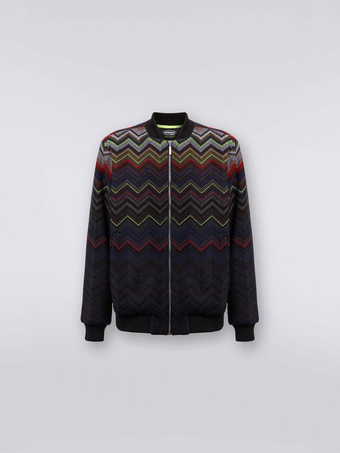 Wool and cotton blend chevron bomber jacket in collaboration with Mike Maignan, Multicoloured - 0