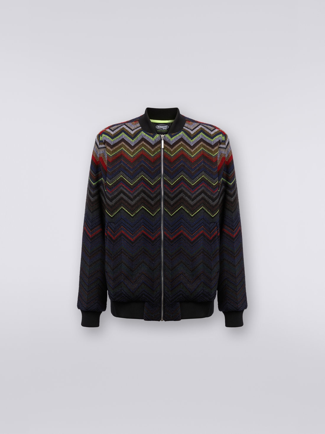 Wool and cotton blend chevron bomber jacket in collaboration with Mike Maignan, Multicoloured - TS23SC03BC0040SM950 - 0