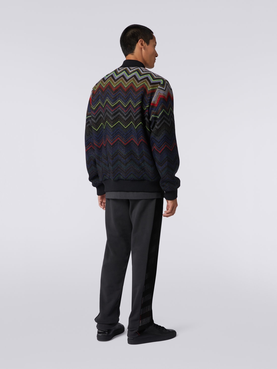 Wool and cotton blend chevron bomber jacket in collaboration with Mike Maignan, Multicoloured - TS23SC03BC0040SM950 - 3