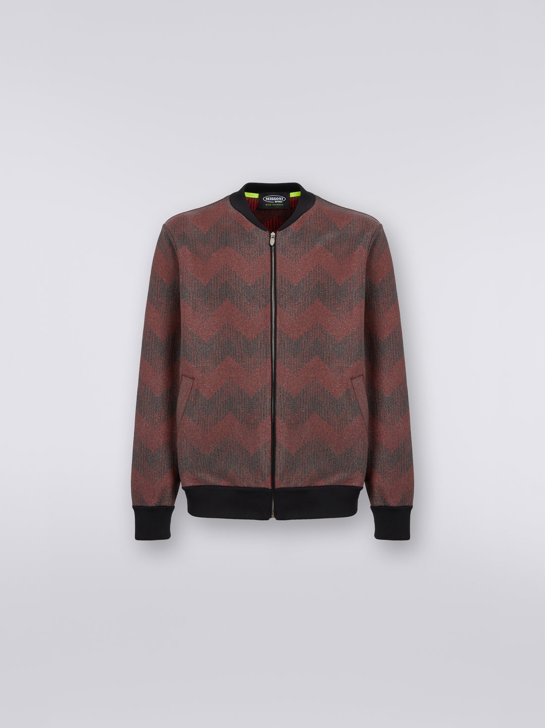 Bomber in misto cotone zig zag in collaborazione con Mike Maignan, Nero &  Rosso - TS23SC04BK031NS414U - 0