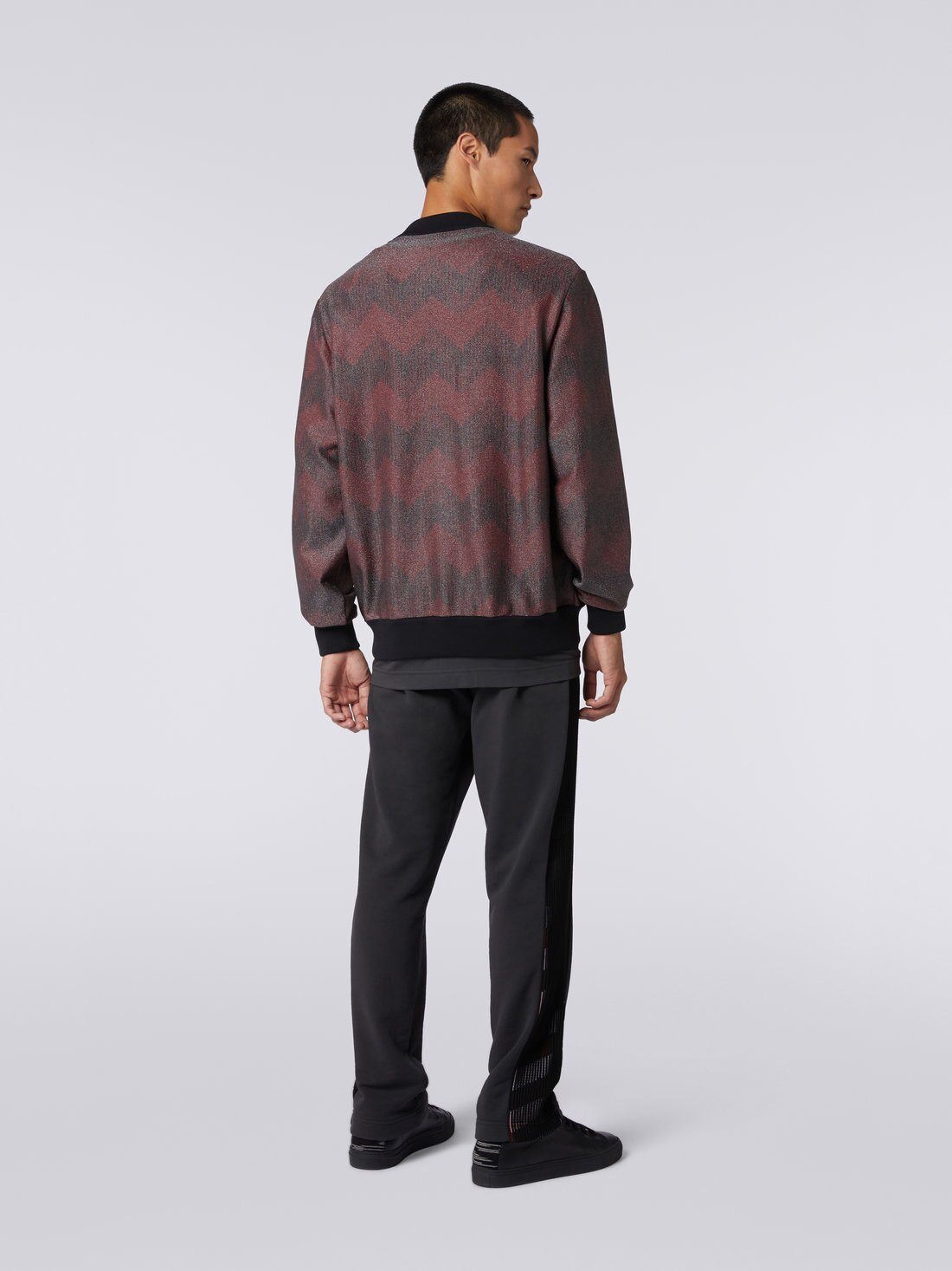 Bomber in misto cotone zig zag in collaborazione con Mike Maignan, Nero &  Rosso - TS23SC04BK031NS414U - 3