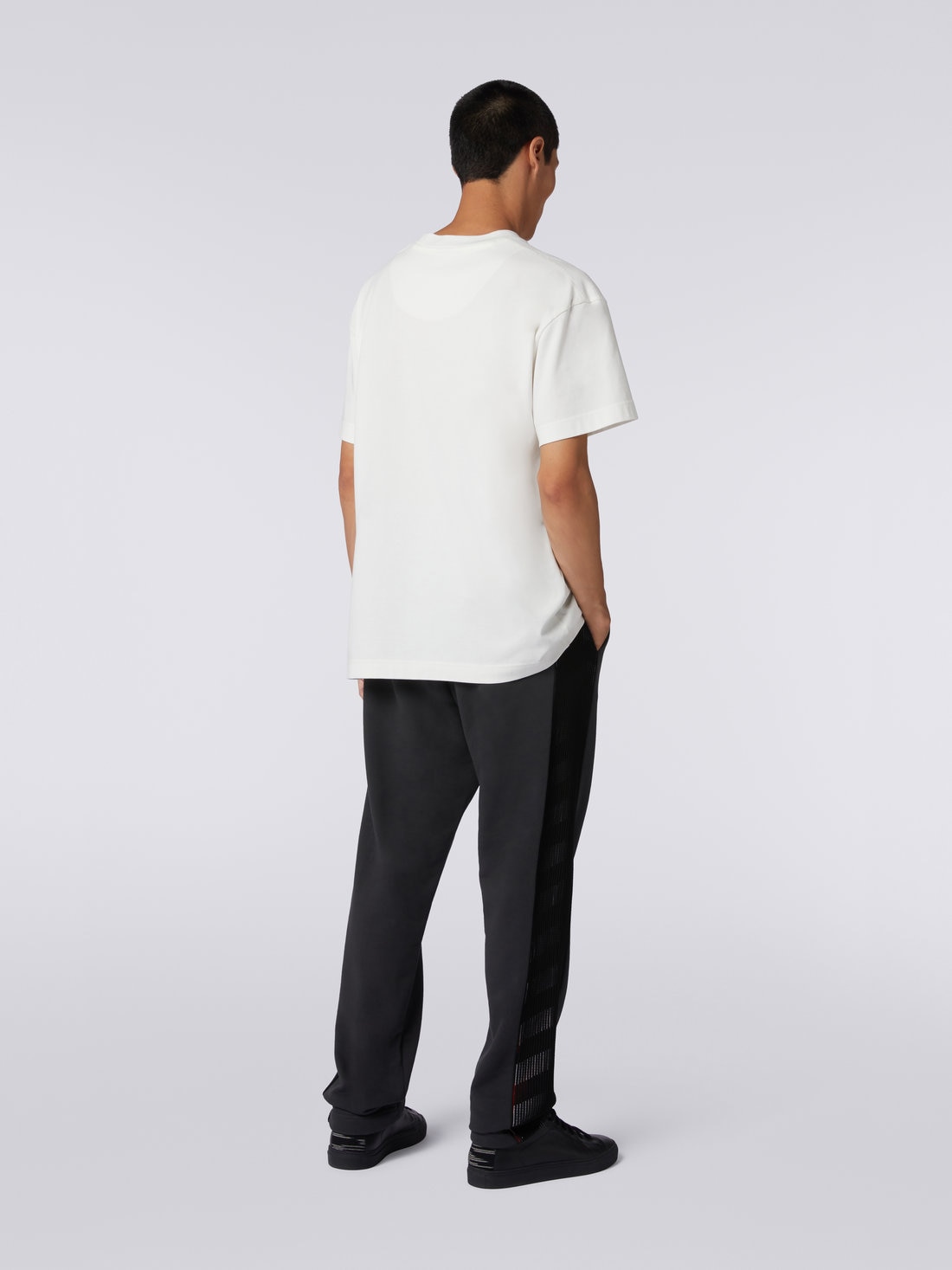 Cotton sports trousers with knitted insert in collaboration with Mike Maignan, Grey - TS23SI02BJ00I2S91HS - 3