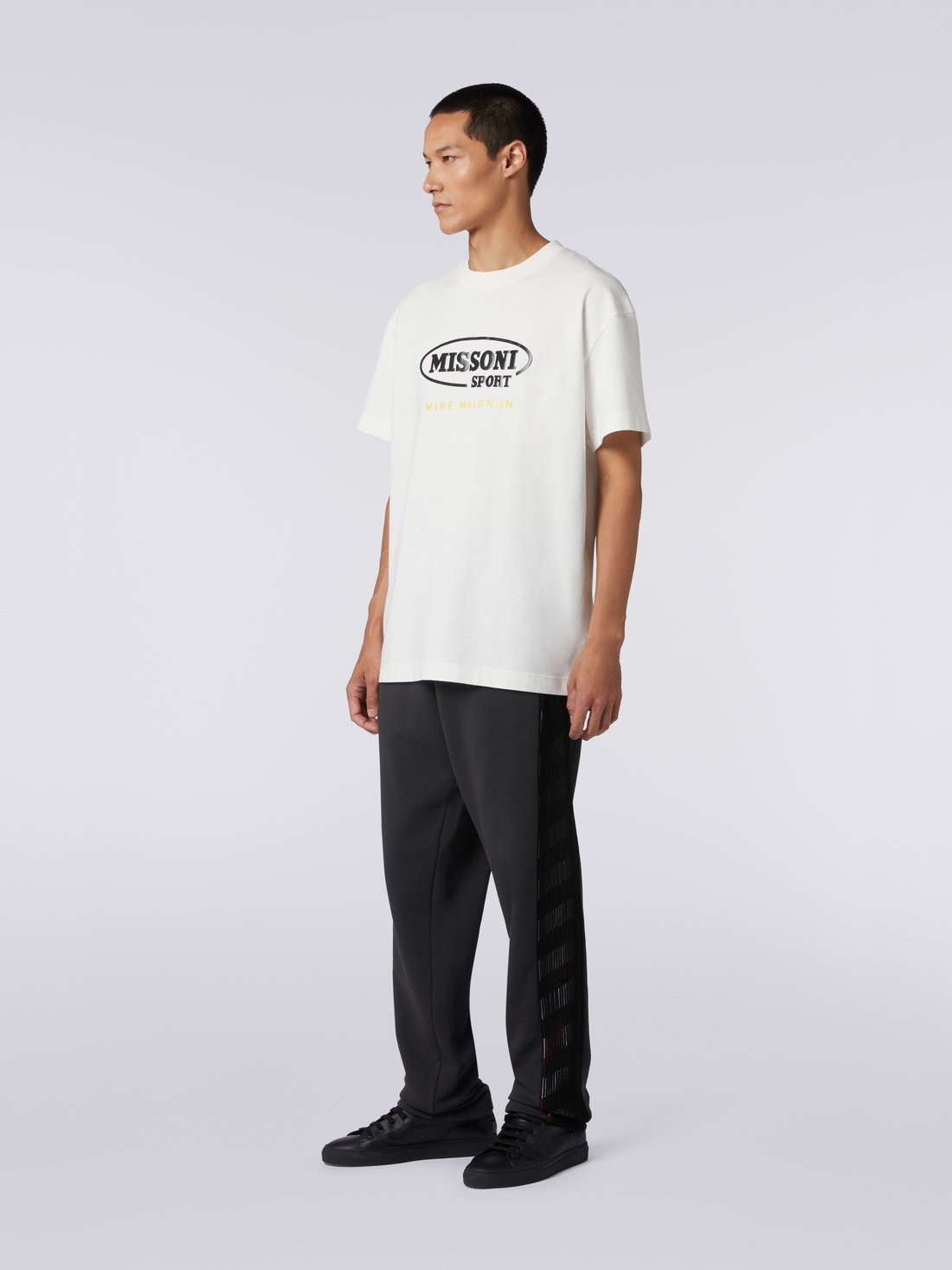マイク・メニャンとのコラボレーションによるTシャツ ラウンドネック コットン ロゴ入り, ホワイト - TS23SL01BJ00HWS019Y - 2