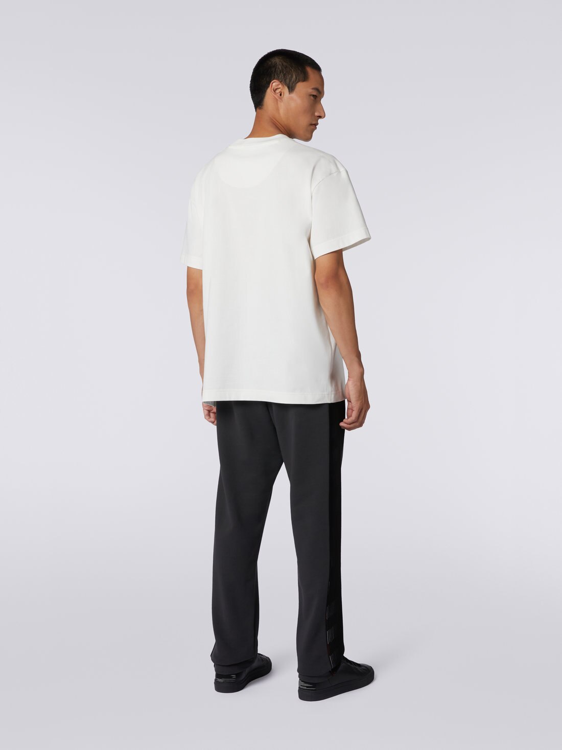 T-shirt girocollo in cotone con logo in collaborazione con Mike Maignan, Bianco - TS23SL01BJ00HWS019Y - 3