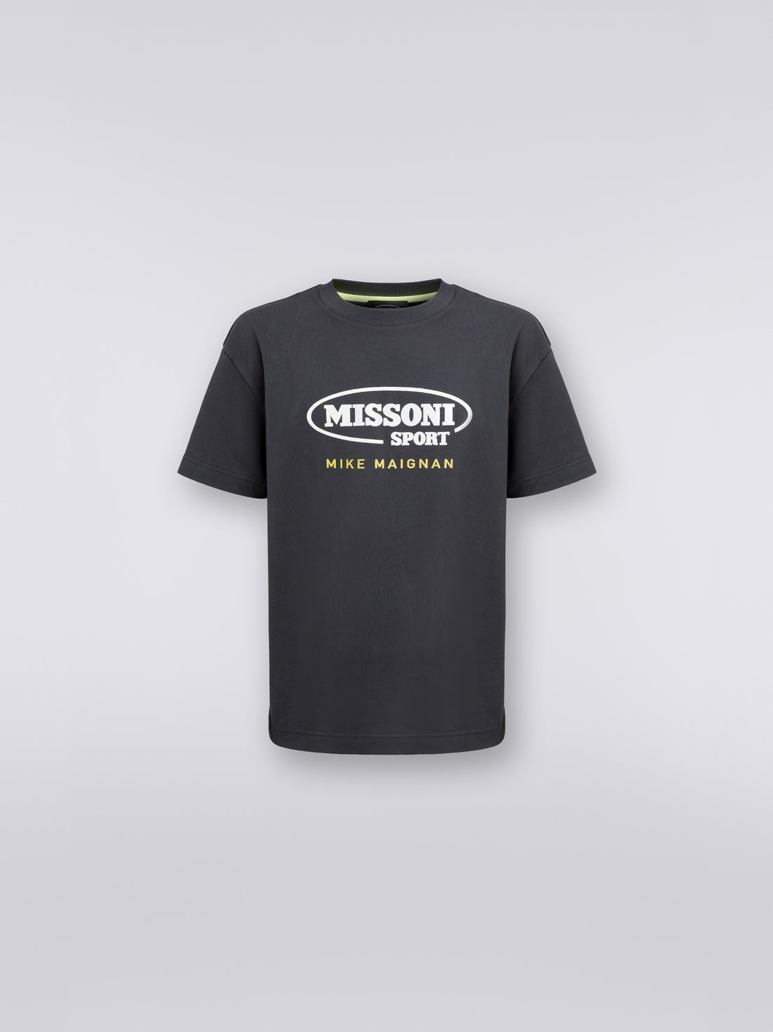 T-shirt girocollo in cotone con logo in collaborazione con Mike Maignan, Grigio - TS23SL01BJ00HWS91HR - 0