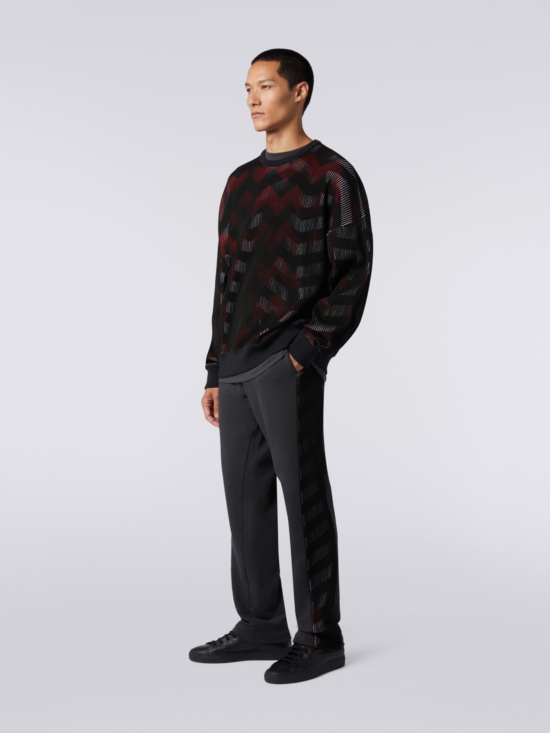 Cotton blend chevron crew-neck jumper in collaboration with Mike Maignan, Multicoloured - TS23SN07BK031MSM95A - 2