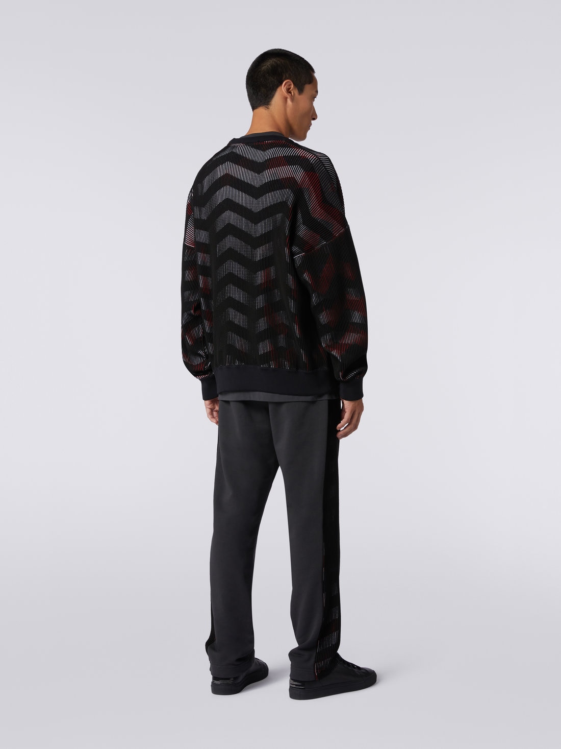 Cotton blend chevron crew-neck jumper in collaboration with Mike Maignan, Multicoloured - TS23SN07BK031MSM95A - 3