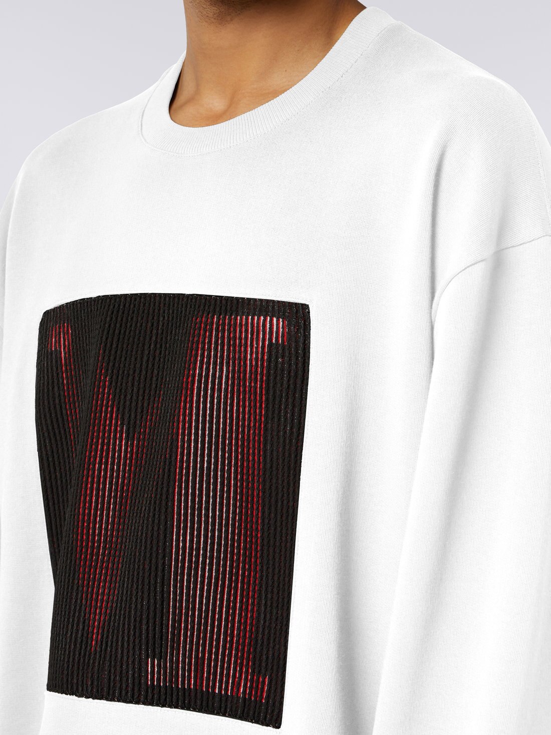 Sweatshirt aus Baumwolle mit Rundhalsausschnitt und Makro-Logo in Zusammenarbeit mit Mike Maignan, Weiß - TS23SW05BJ00HYS019Y - 4