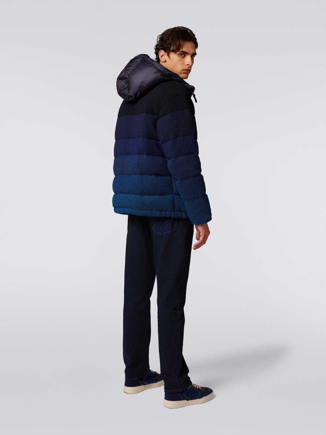 Dégradé padded bomber jacket, Black & Blue - TS23WC02BK027RS72BS - 3
