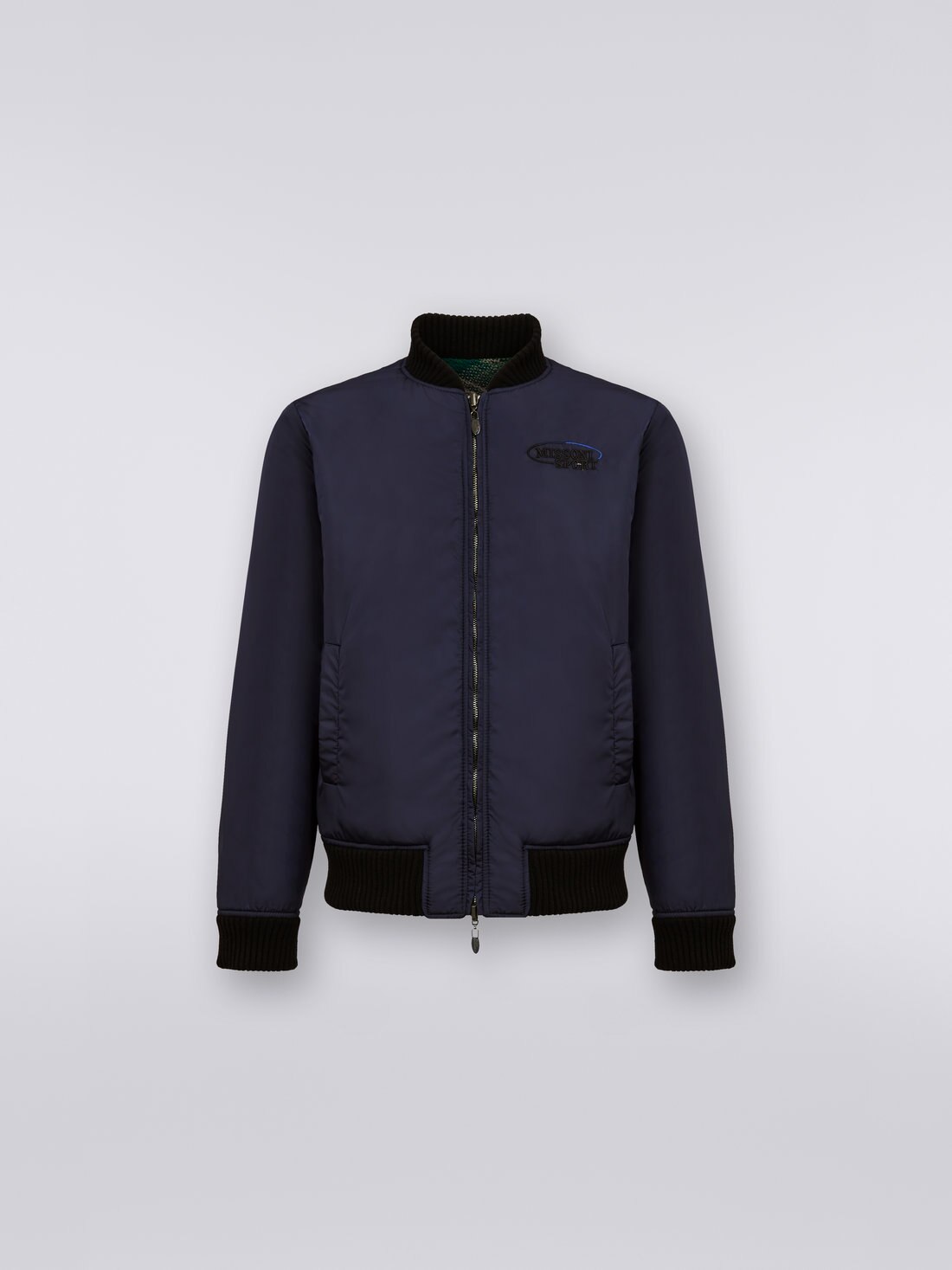 Wool blend bomber jacket with zigzag pattern, Multicoloured  - TS23WC04BC003QSM8X4 - 1
