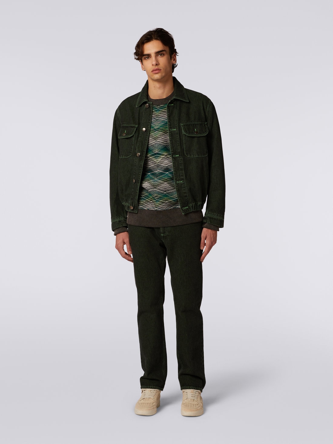 Dark green outlet denim jacket mens