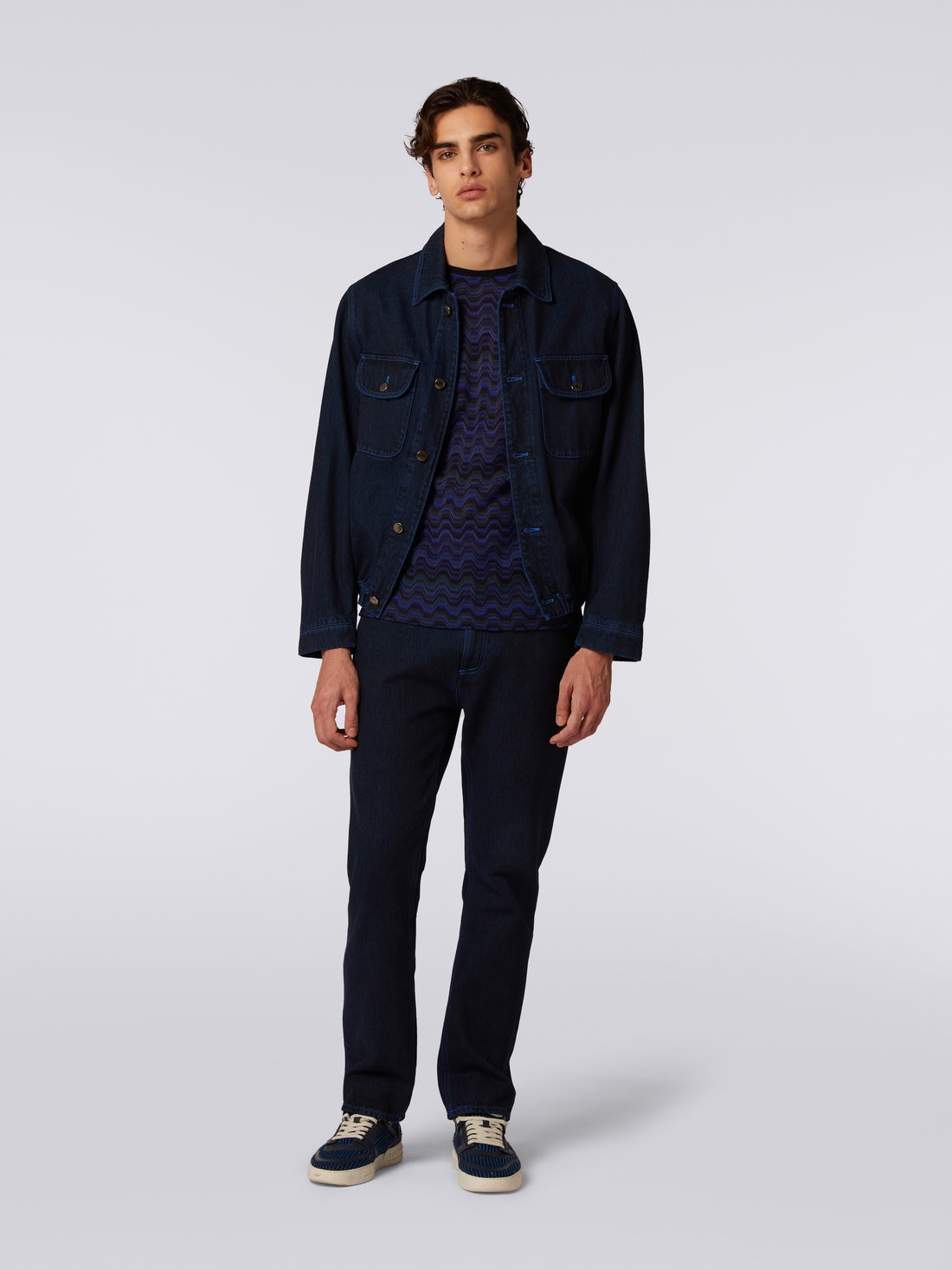 Denim jacket with embroidered logo, Blue - 8051575926235 - 1