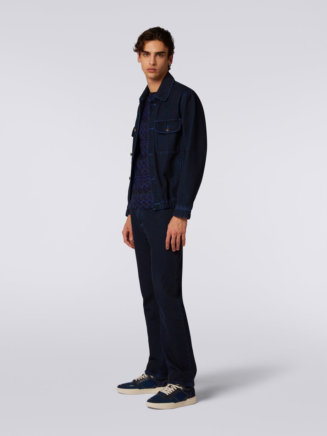 Denim jacket with embroidered logo, Blue - 8051575926235 - 2