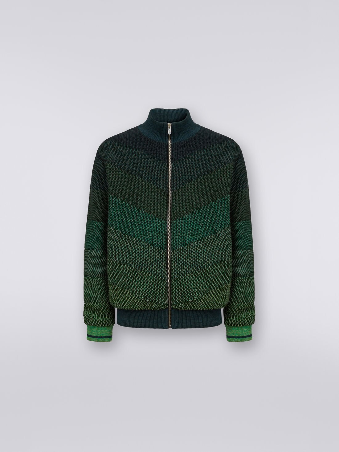 Dégradé padded cotton blend bomber jacket, Green - 0