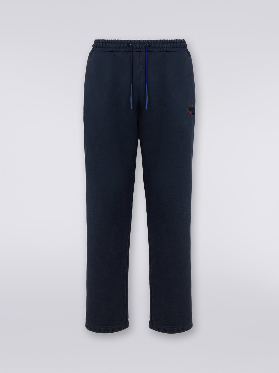Cotton knit trousers with logo, Blue - 0