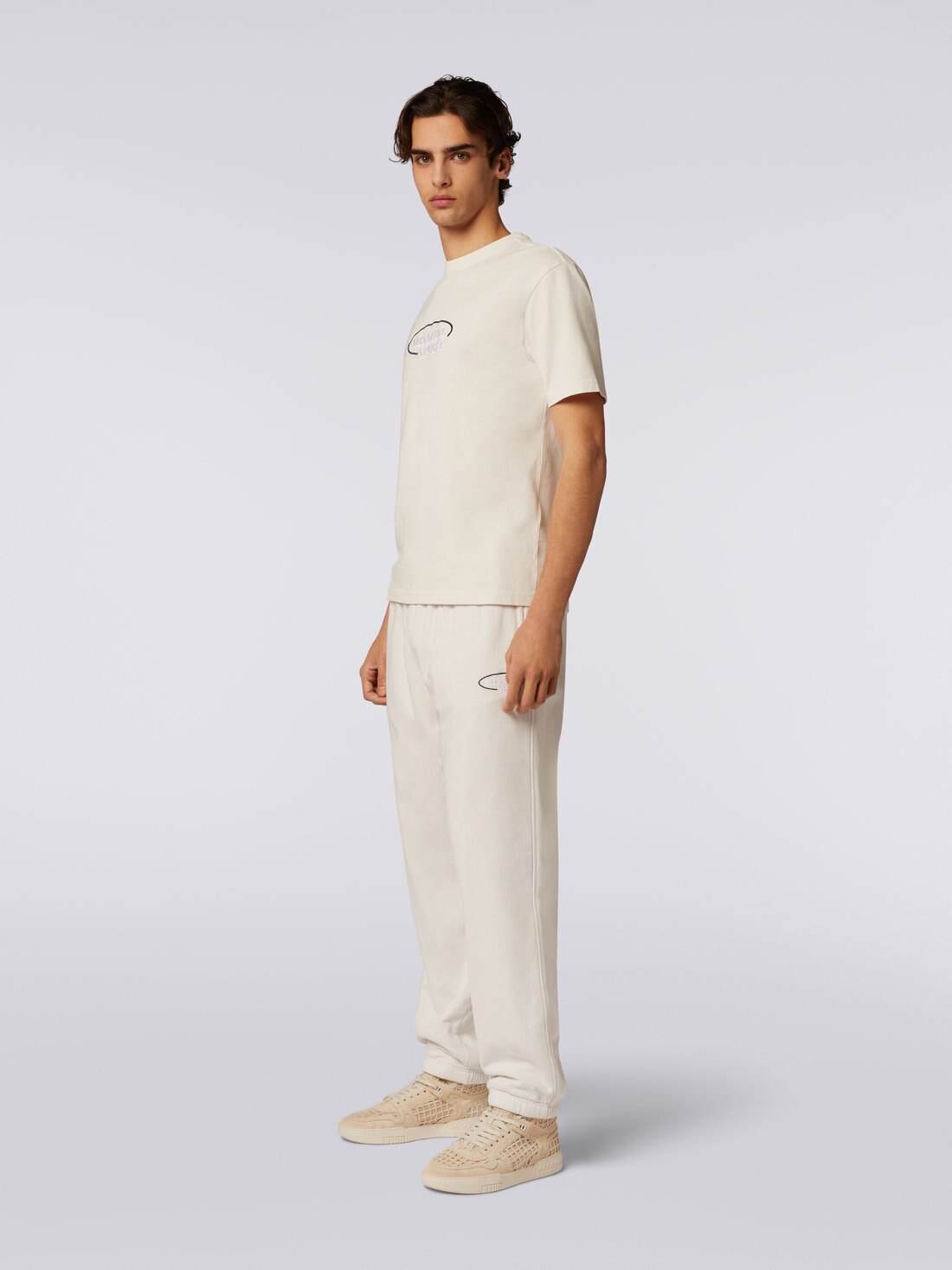 Cotton knit crew-neck T-shirt with logo, White  - TS23WL00BJ00GYS0195 - 2