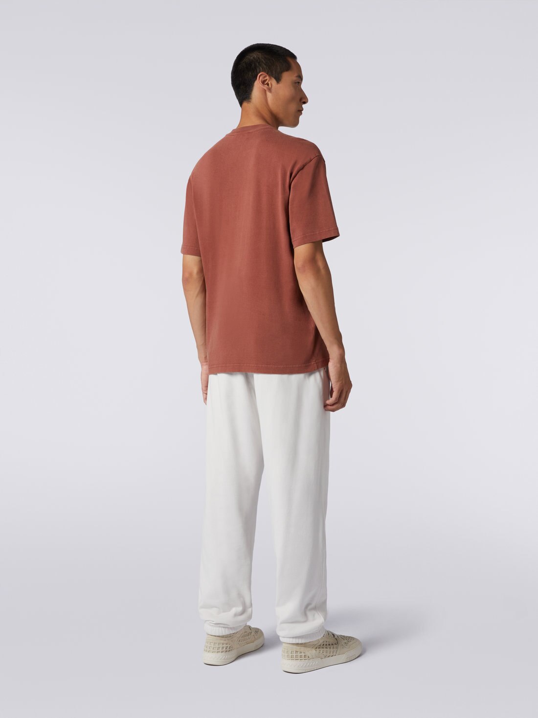 Cotton knit crew-neck T-shirt with logo, Rust - TS23WL00BJ00GYS80B7 - 3