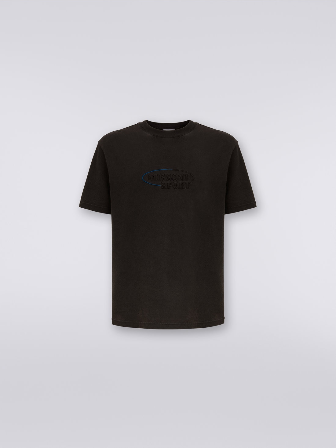 Cotton knit crew-neck T-shirt with logo, Grey - 8051575926686 - 0
