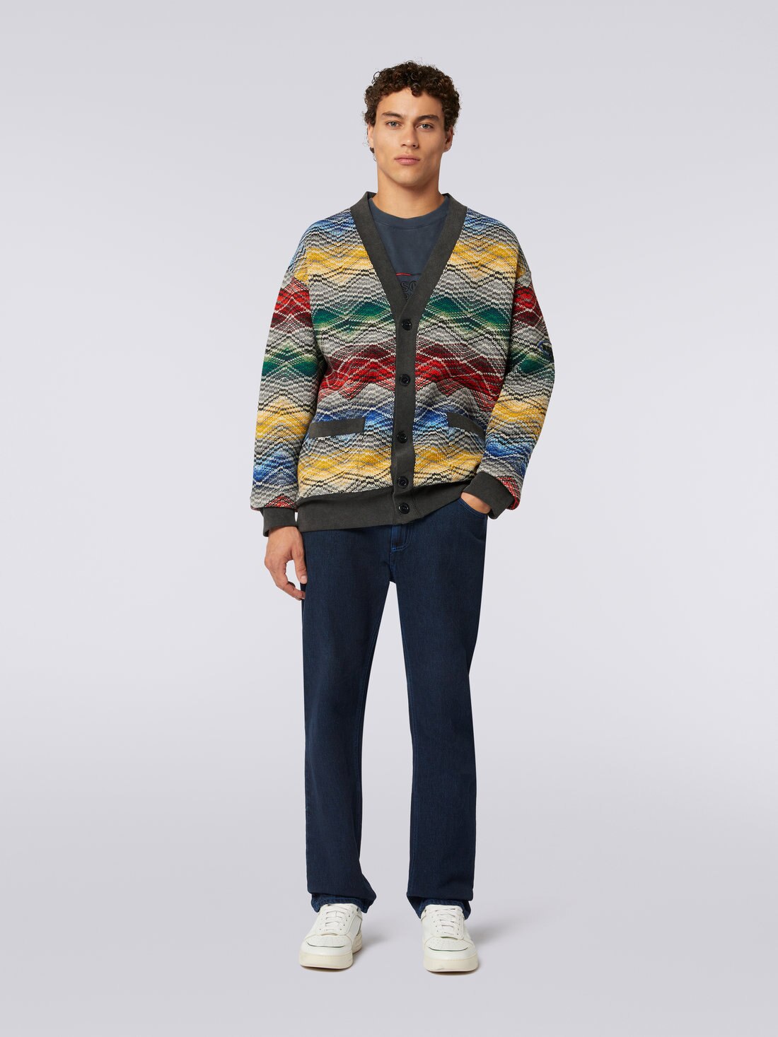 Cardigan en laine mélangée zig zag, Multicolore  - 8051575917073 - 1