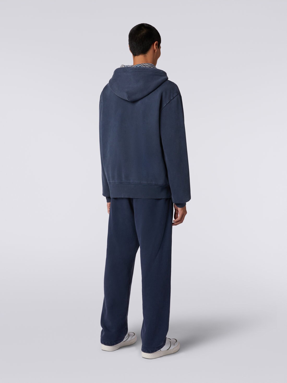 Cotton sweatshirt with hood and zip, Blue - 3