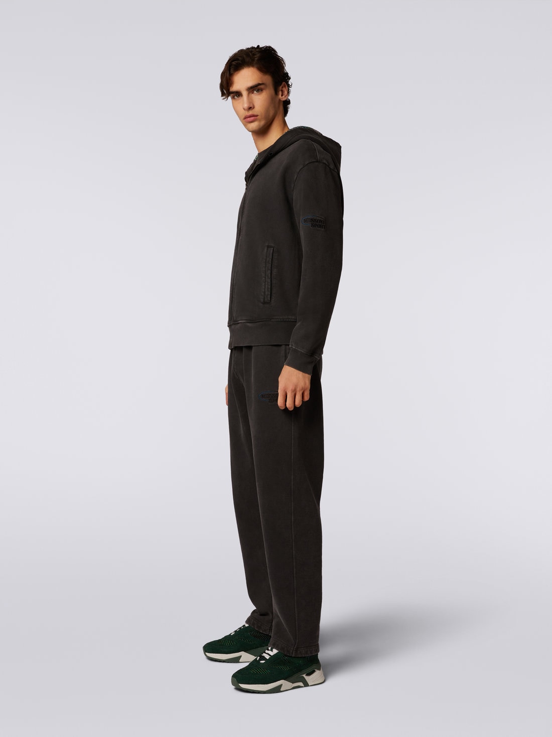 Felpa in cotone con cappuccio e zip, Grigio - TS23WW03BJ00H0S91GW - 2