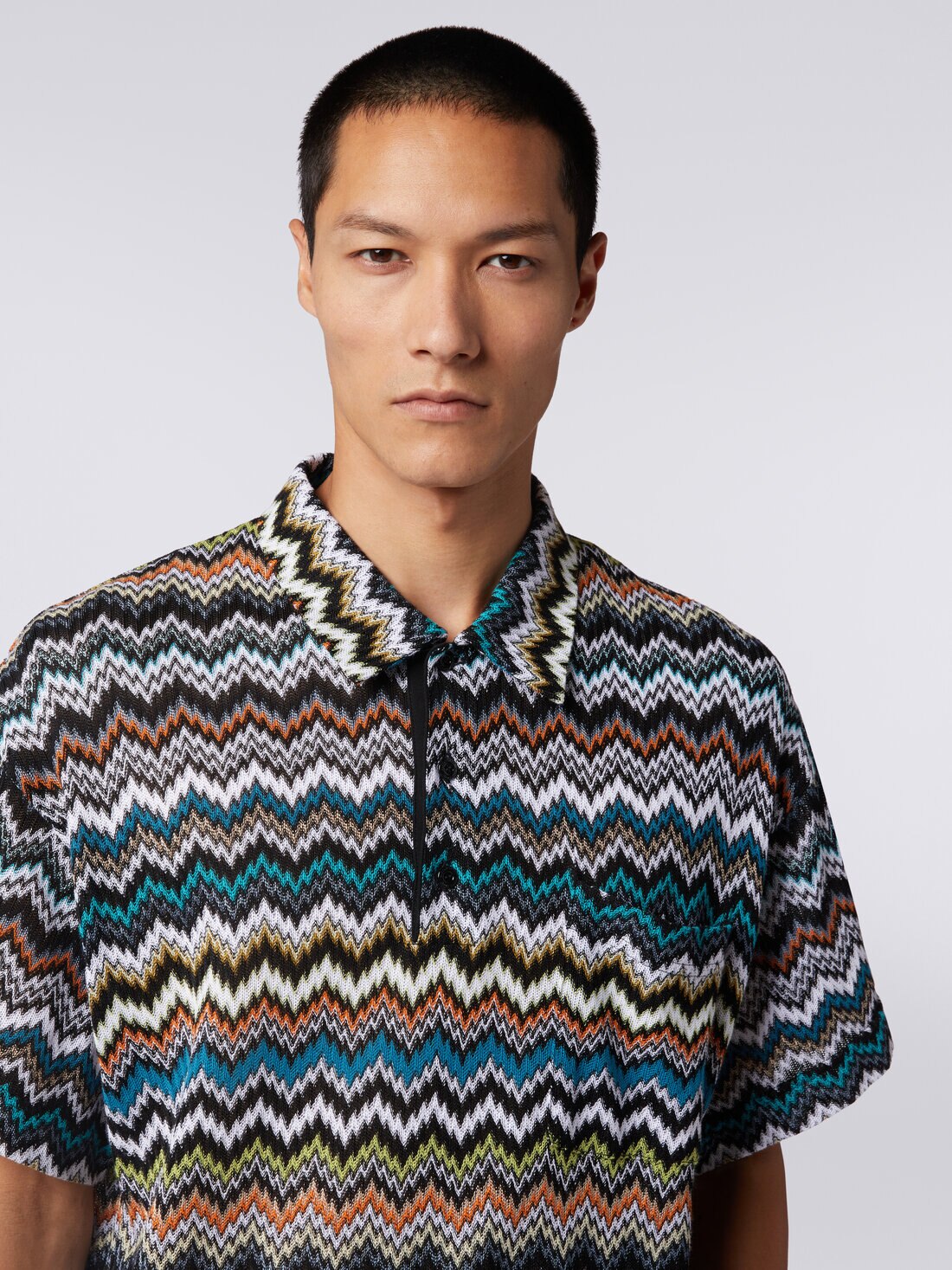 ポロシャツ ビスコース＆コットンニット ジグザグ マルチカラー | Missoni