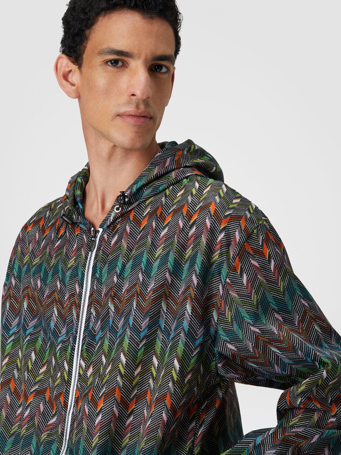 Windbreaker in logo printed nylon, Multicoloured  - TS24SC04BW00RWS91J3 - 4