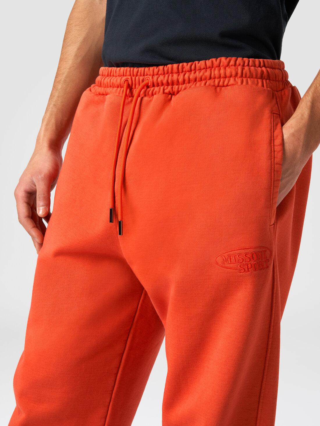 Trousers in cotton fleece with logo, Orange - TS24SI00BJ00H0S207S - 4