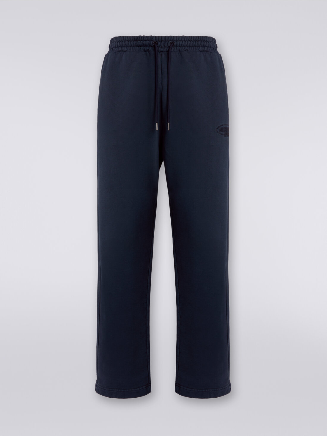 Trousers in cotton fleece with logo, Navy Blue  - TS24SI00BJ00H0S72EU - 0