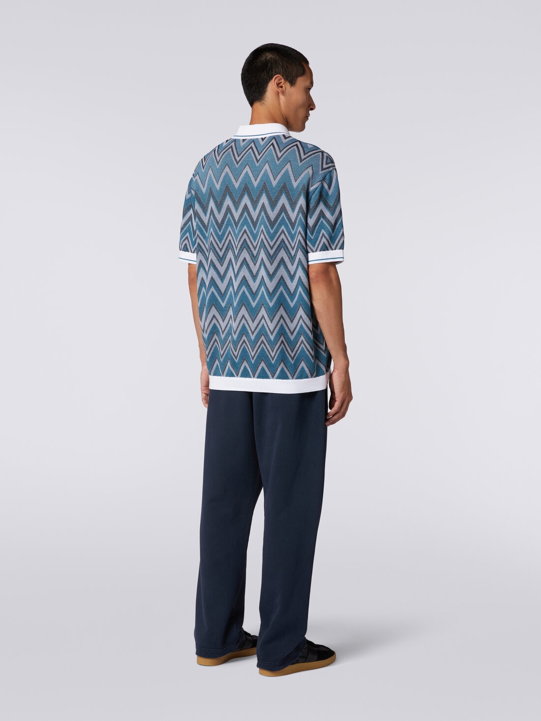Pantalones de felpa de algodón con logotipo, Azul Marino  - TS24SI00BJ00H0S72EU - 3