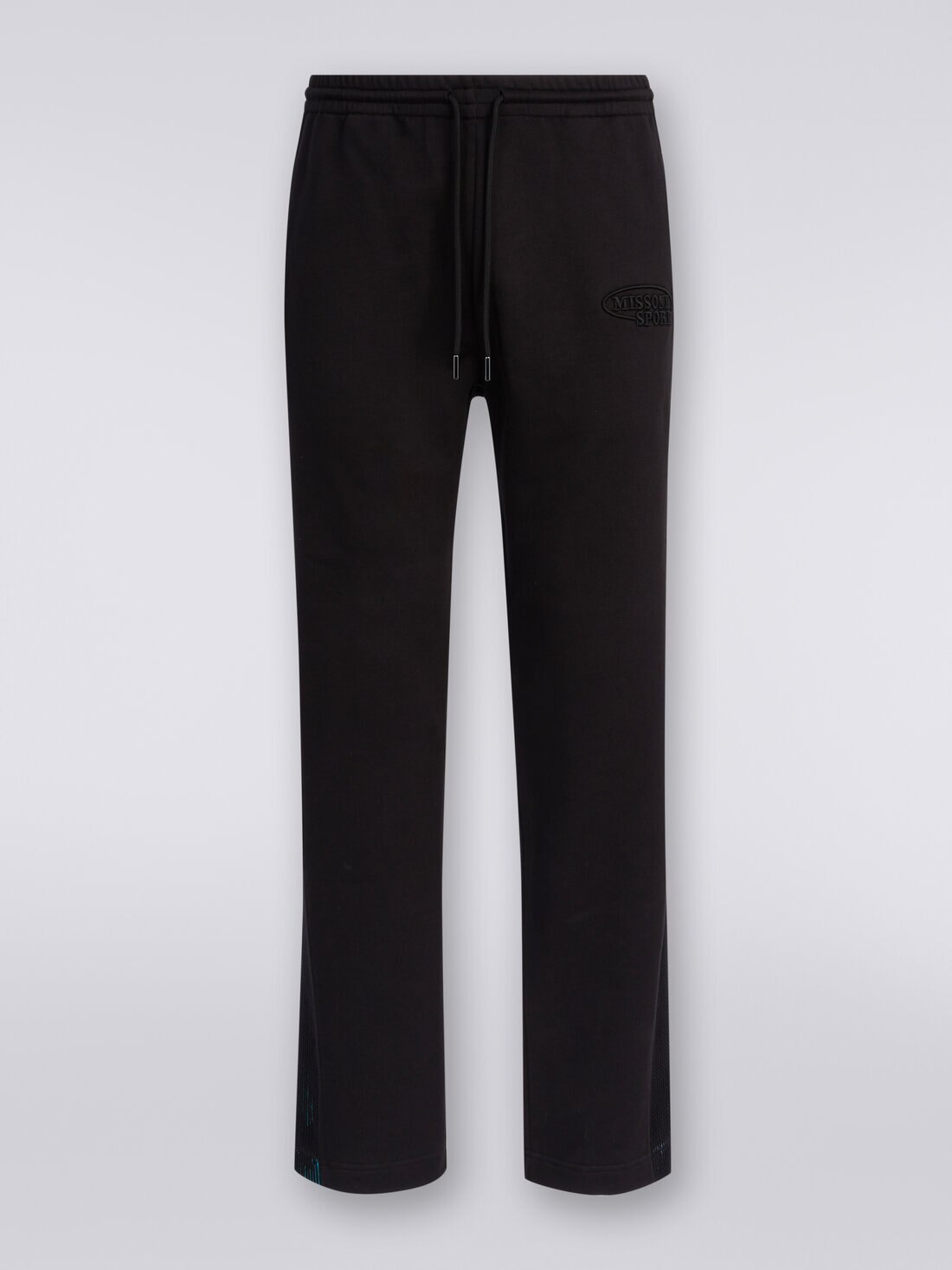 Pantaloni in felpa con logo e bande laterali in maglia, Nero    - 8053147080505 - 0