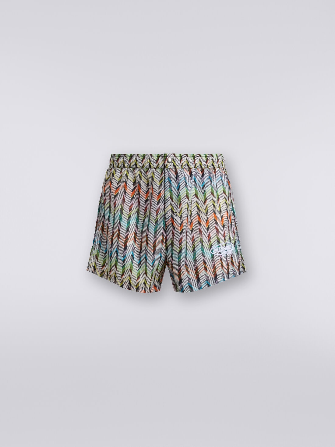 Swimming trunks in nylon with logo print, Multicoloured  - TS24SP00BW00RWS01BK - 0
