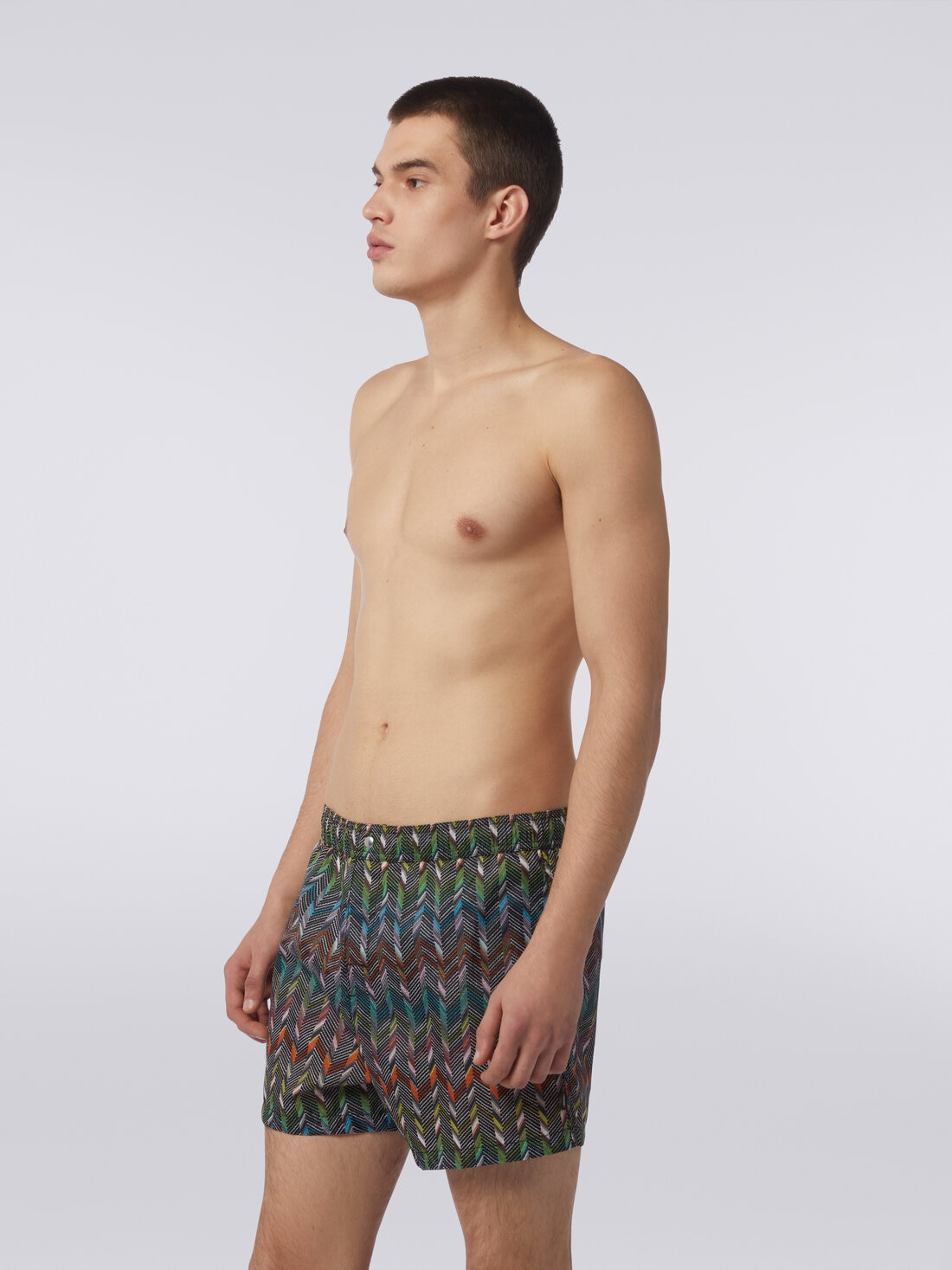 Swimming trunks in nylon with logo print, Multicoloured  - TS24SP00BW00RWS91J3 - 2
