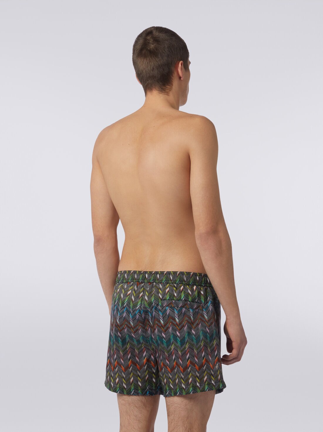 Swimming trunks in nylon with logo print, Multicoloured  - TS24SP00BW00RWS91J3 - 3