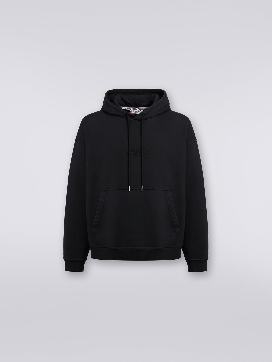 Hooded sweatshirt in cotton with logo, Black    - TS24SW02BJ00H0S91J4 - 0