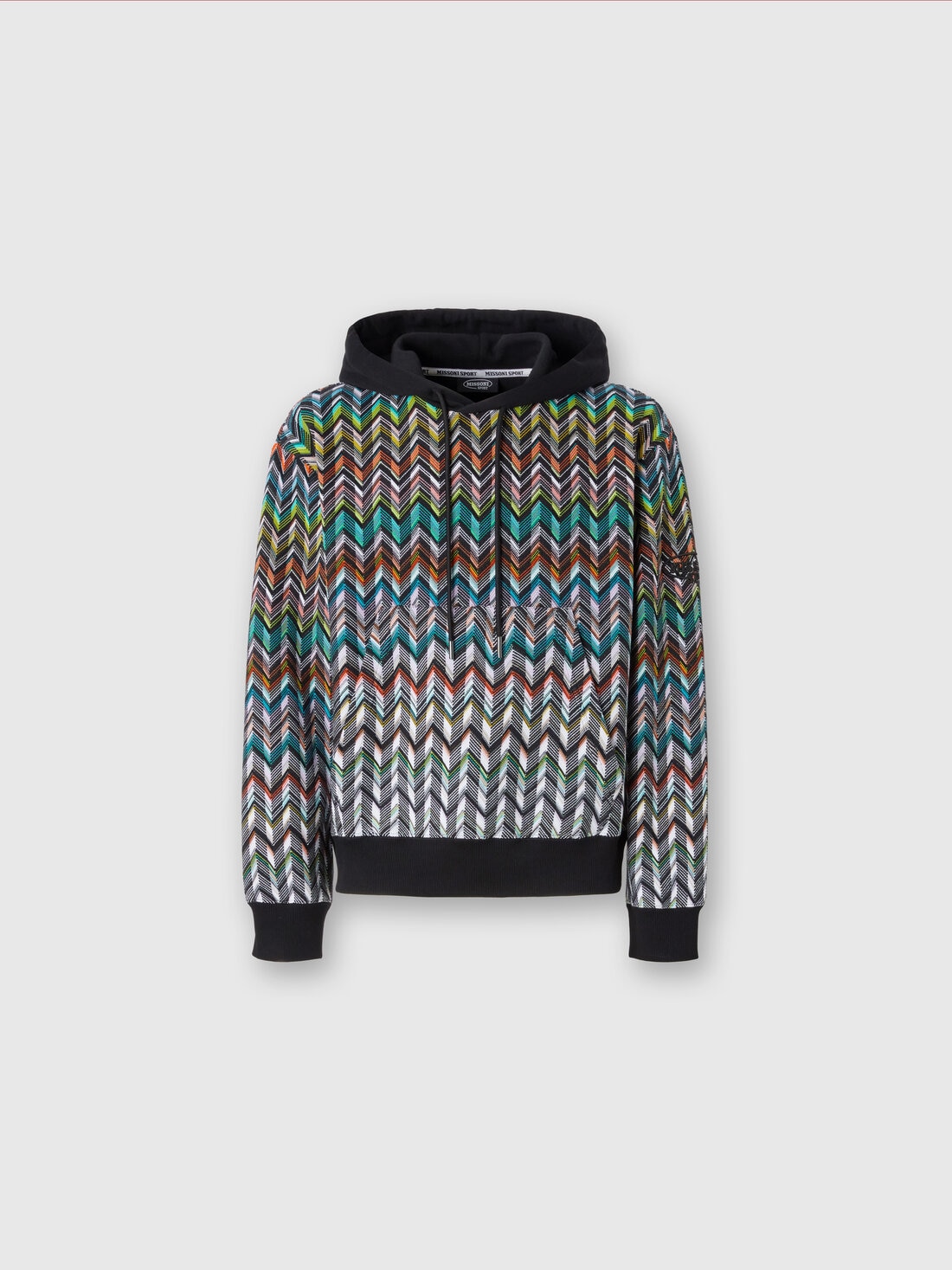 Hooded sweatshirt in zigzag knit , Multicoloured  - TS24SW05BC0047S91J3 - 0