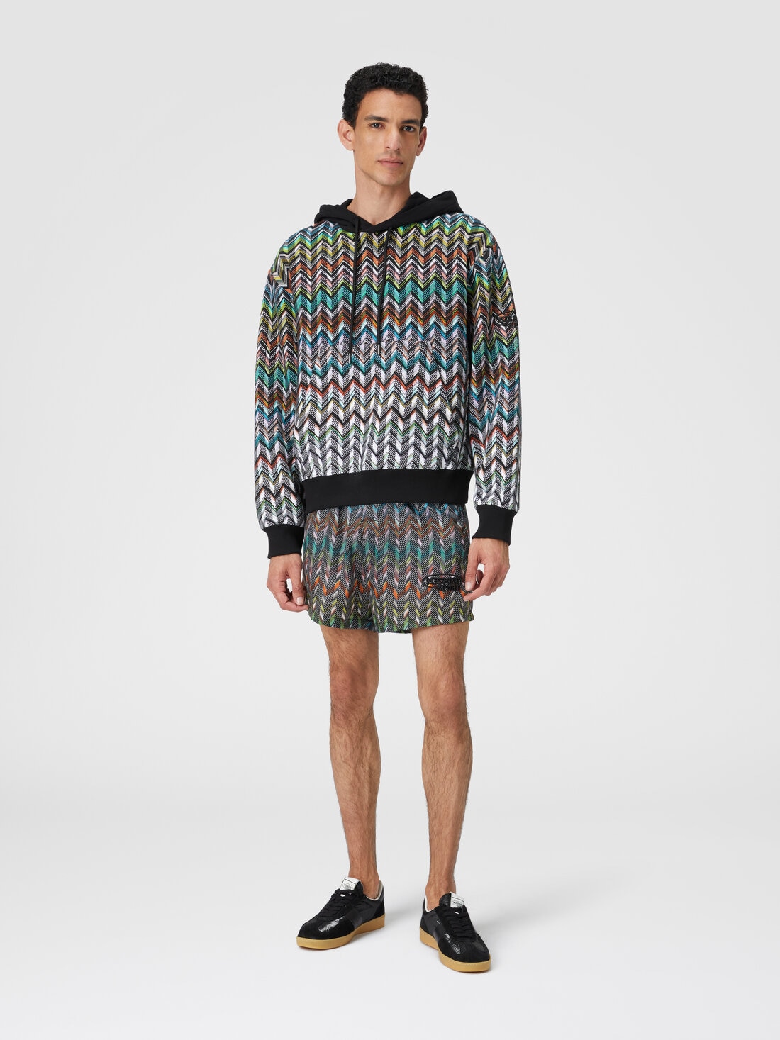 Hooded sweatshirt in zigzag knit , Multicoloured  - TS24SW05BC0047S91J3 - 1