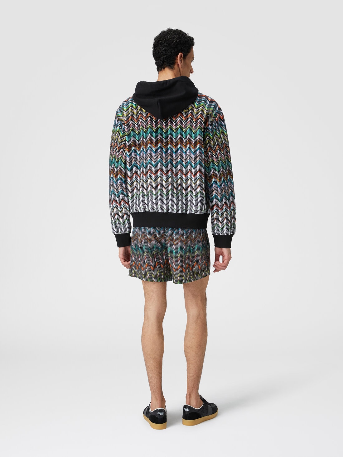 Hooded sweatshirt in zigzag knit , Multicoloured  - TS24SW05BC0047S91J3 - 2
