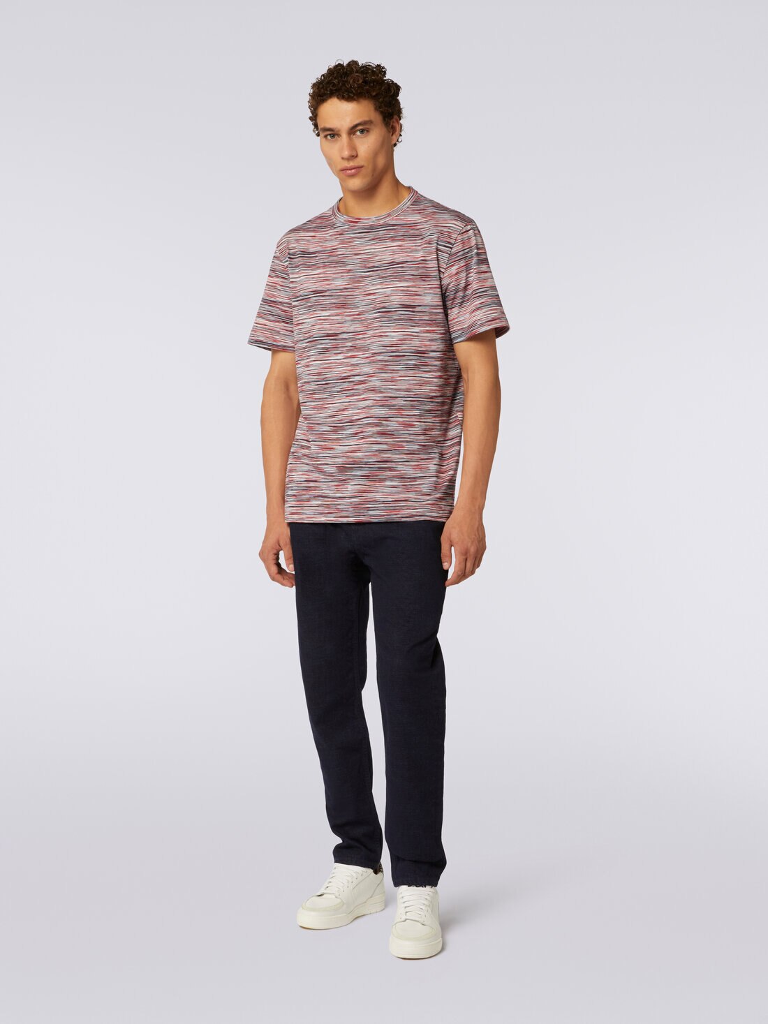 Rundhals-T-Shirt aus Baumwolle in Flammgarnoptik, Mehrfarbig  - 8053147072838 - 1