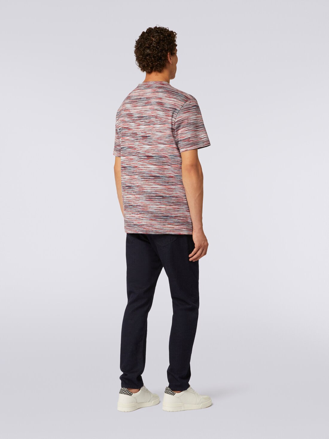 Rundhals-T-Shirt aus Baumwolle in Flammgarnoptik, Mehrfarbig  - 8053147072838 - 3