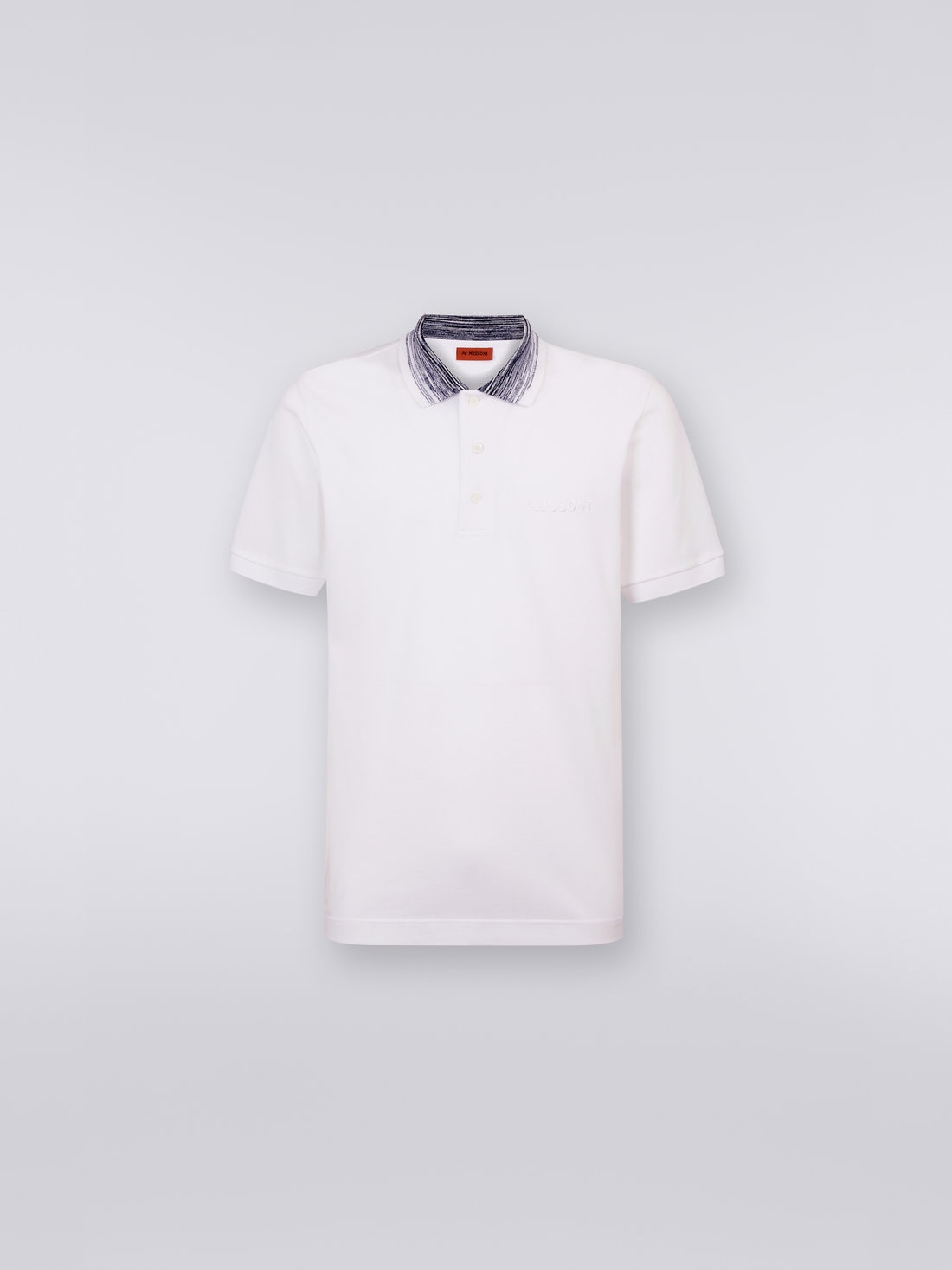 Poloshirt aus Baumwolle mit Kragen in Flammgarnopitk und Logoschriftzug, Weiß  - UC22W200BJ0019S00K5 - 0