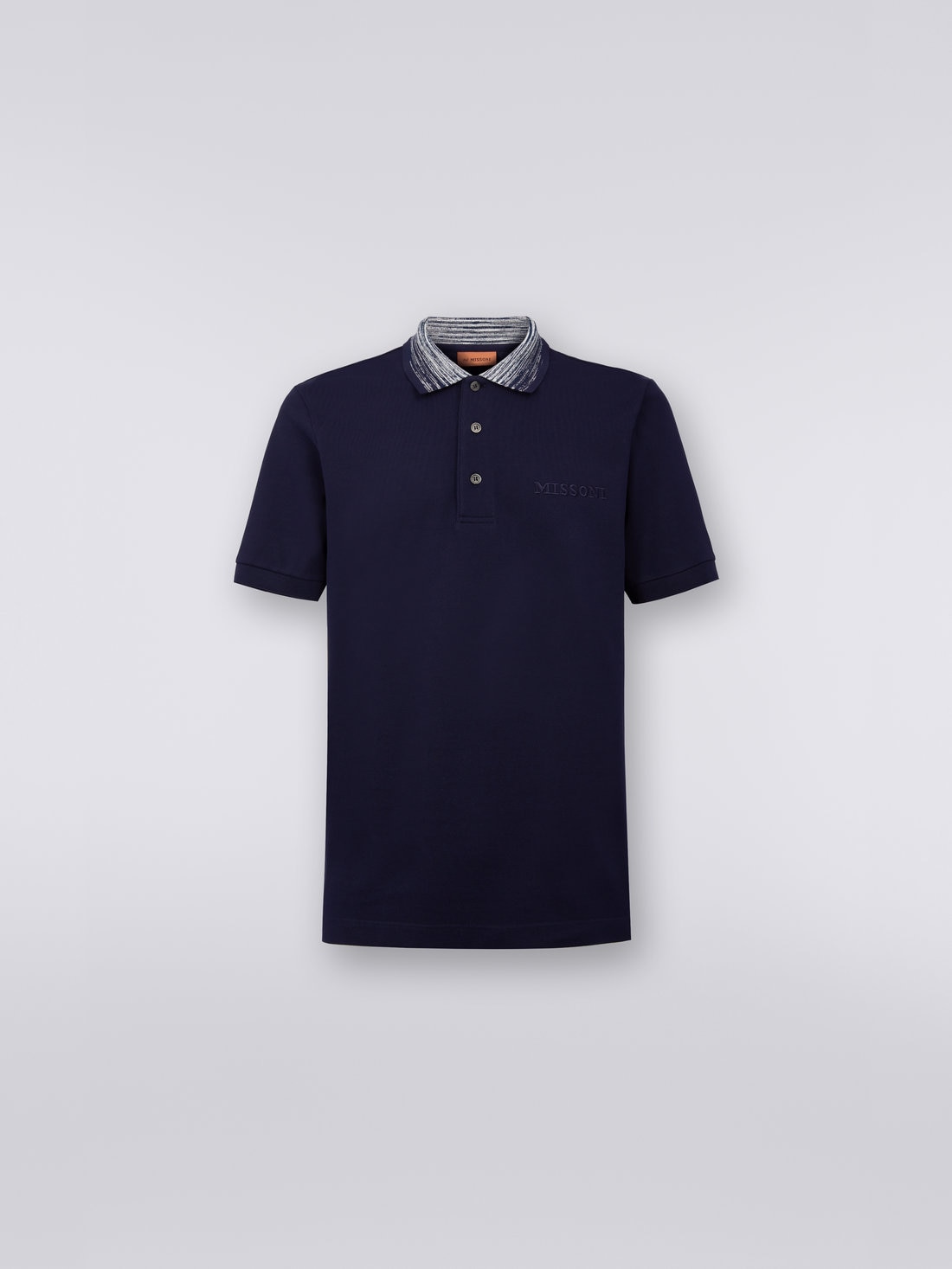 Polo in cotone con colletto fiammato e scritta logo, Blu Navy - UC22W200BJ0019S70WR - 0