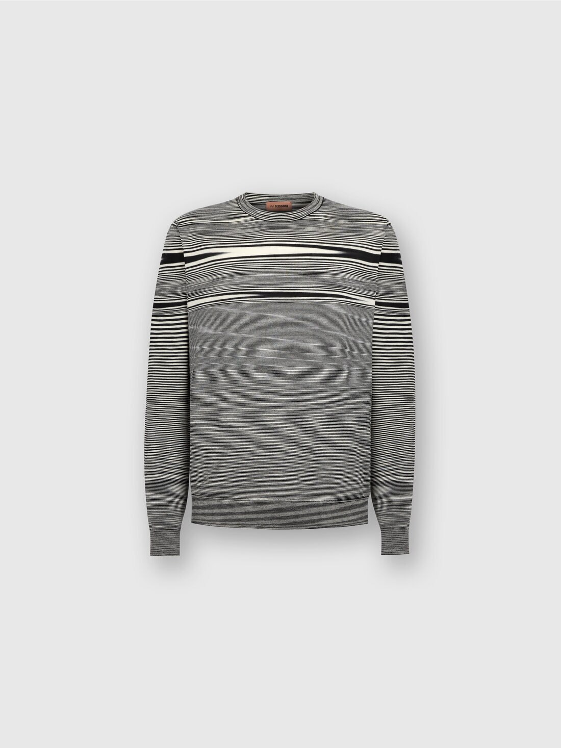 Slub crew-neck pullover, Black & White - 8051575612619 - 0