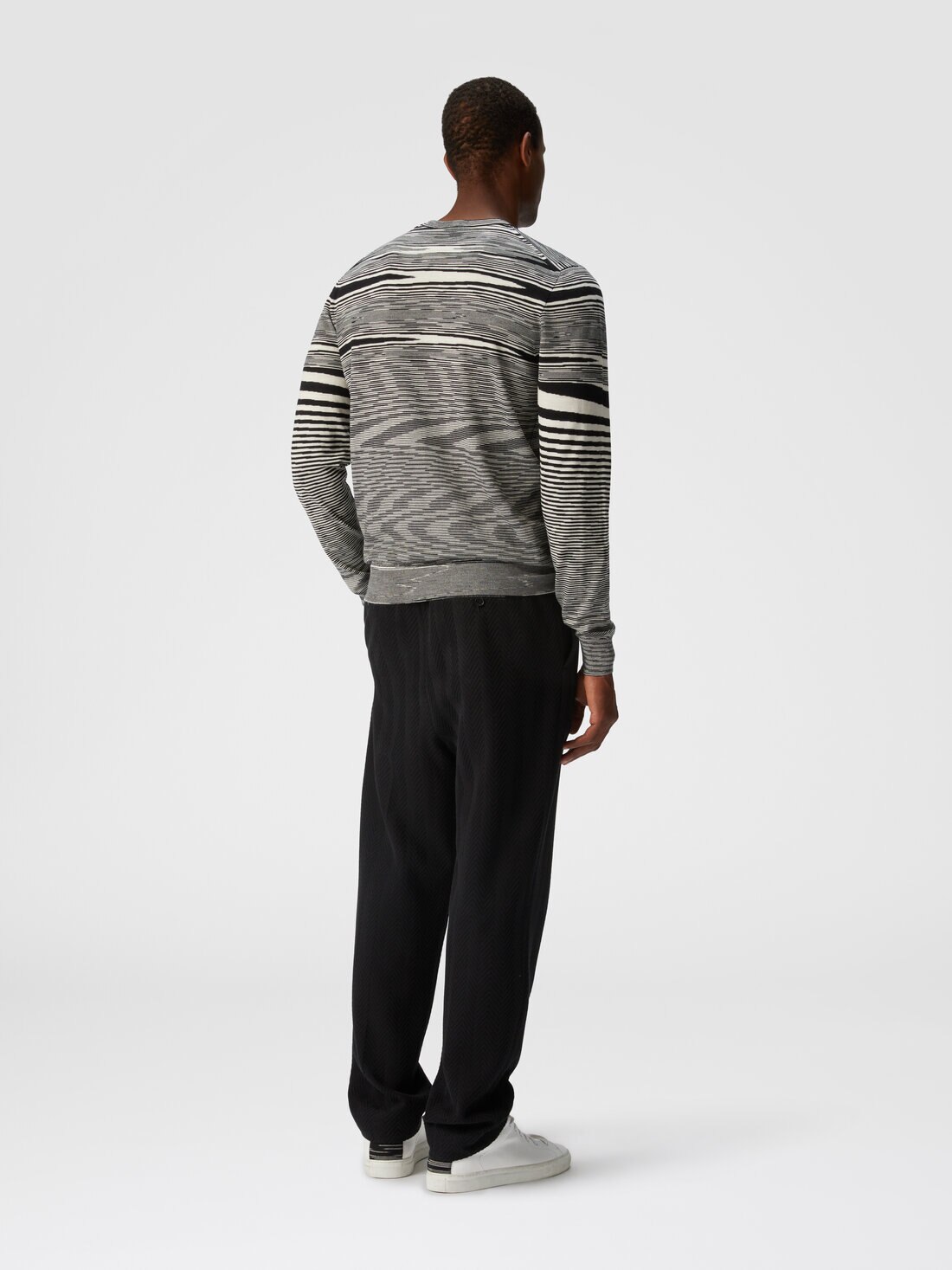 Slub crew-neck pullover, Black & White - 8051575612619 - 2