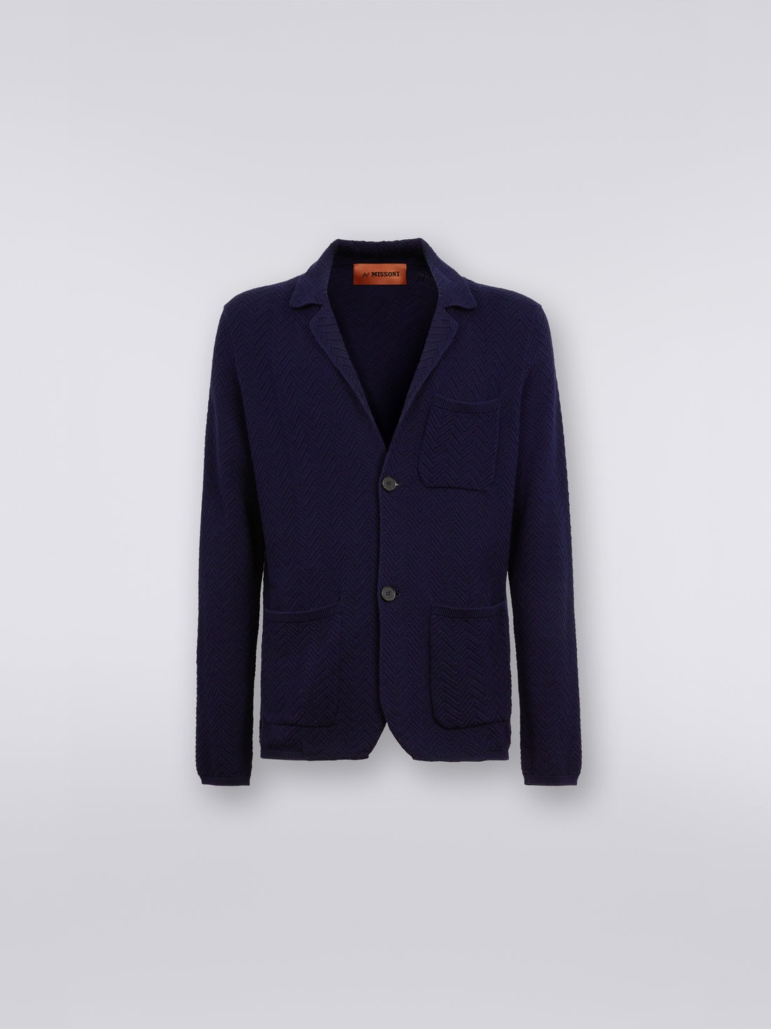 Cotton and viscose knit blazer, Dark Blue - UC23SF00BK023LS729R - 0