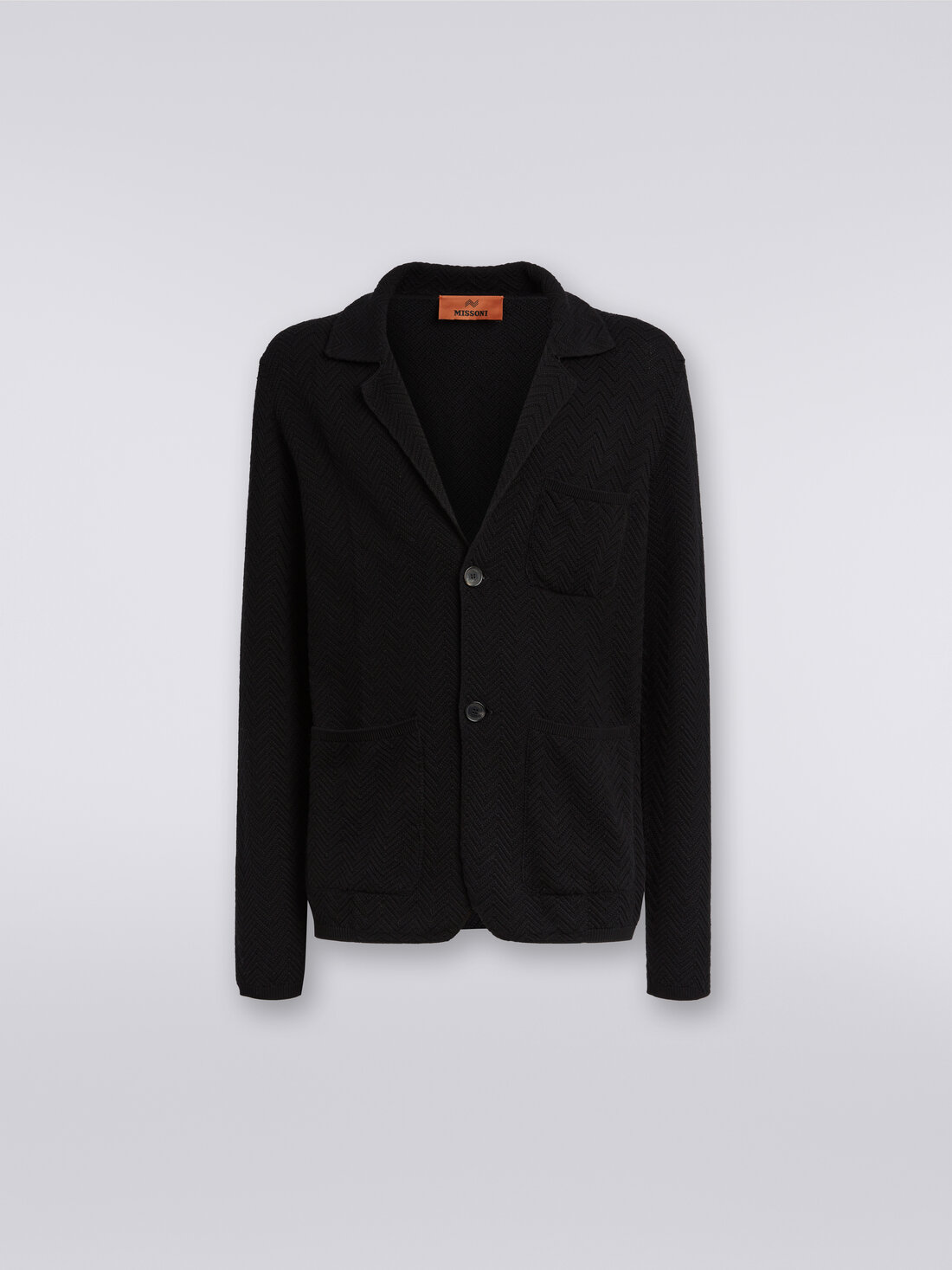 Blazer aus Baumwoll- und Viskosestrick, Schwarz    - UC23SF00BK023LS91GJ - 0