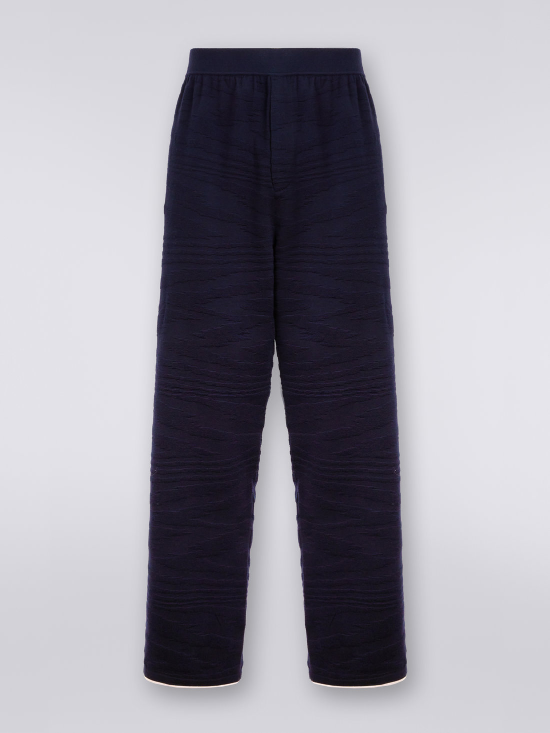 Wool and viscose embossed trousers, Navy Blue  - UC23SI00BK021ZS728P - 0