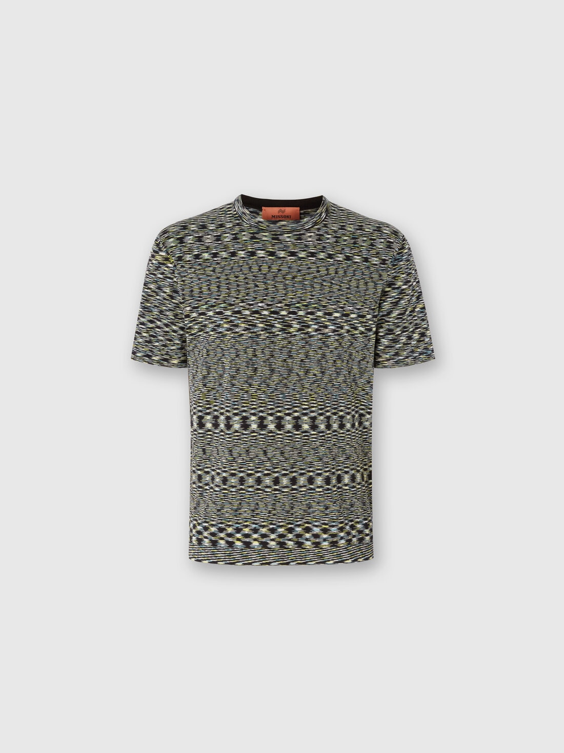 T-shirt girocollo in cotone fiammato, Multicolore  - UC23SL03BK013BF602Q - 0